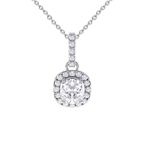 Hanger Ketting Met Ketting 2.60 Karaat Echt Diamanten Wit Goud 14K
