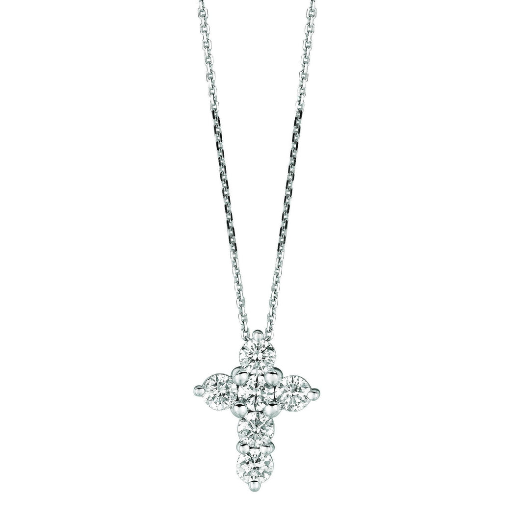 Hanger Met Echt Diamanten Kruisketting 1,26 Karaat 14K Witgoud