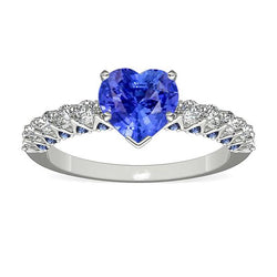 Hart Edelsteen Ring Blauwe Saffieren & Ronde Diamanten 2,50 Karaat