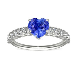 Hart Edelsteen Ring Lichtblauw Saffier & Pave Set Diamant 3 Karaat