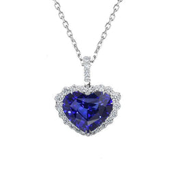Hart Edelsteen & Ronde Diamant Halo Hanger Ketting 3.50 Karaat