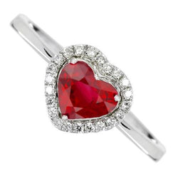 Hart Robijn En Diamanten Trouwring Sieraden 3,35 Karaat