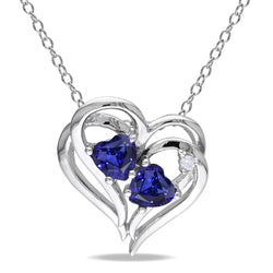 Hart Saffier & Ronde Diamant Liefde Hanger Wit Goud 2 Karaat