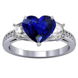 Hart Saffier Verlovingsring Met Ronde Diamanten Sieraden 4.50 Karaat
