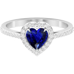 Hart Sapphire Halo Ring Pave Set Diamanten 3 Karaat Damessieraden
