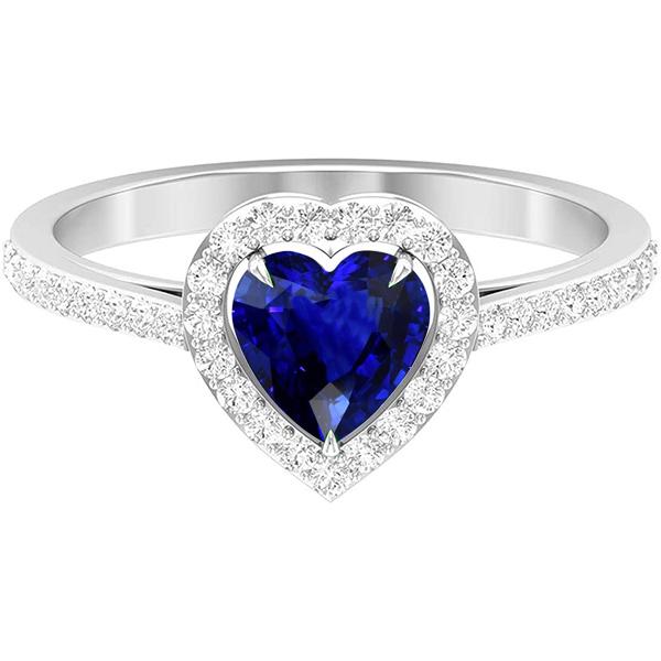 Hart Sapphire Halo Ring Pave Set Diamanten 3 Karaat Damessieraden - harrychadent.nl