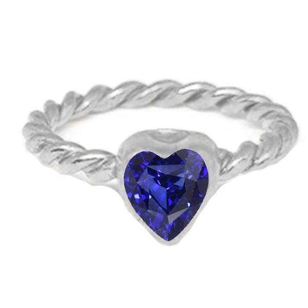 Hart Solitaire Blauwe Saffier Ring Bezel Set 1,50 Karaat Touw Stijl - harrychadent.nl