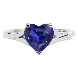 Hart Solitaire gouden saffier ring gespleten schacht 2,50 karaat