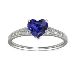 Hart antieke stijl blauwe saffier diamanten ring 3 karaat 14K goud