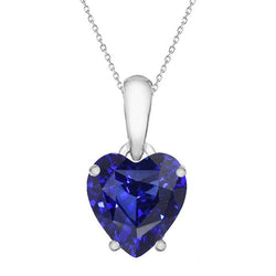 Hart blauwe saffier Solitaire hanger 4 prong set ketting 3,50 karaat