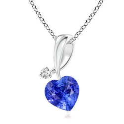 Hart blauwe saffier & diamanten hanger Twisted Style borgtocht 3 karaat