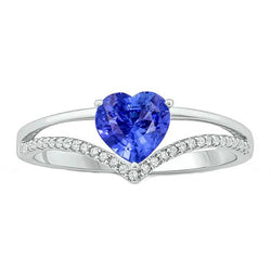 Hart diamanten sieraden lichtblauwe saffier ring 2 karaat goud 14K