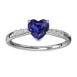 Hart edelsteen blauwe saffier diamanten ring 2 karaat goud 14K sieraden