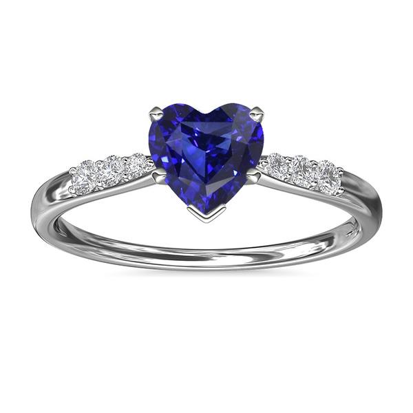 Hart edelsteen blauwe saffier diamanten ring 2 karaat goud 14K sieraden - harrychadent.nl