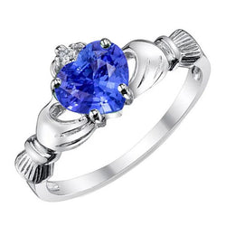Hart edelsteen ring blauwe saffier 2,75 karaat diamanten koningin stijl