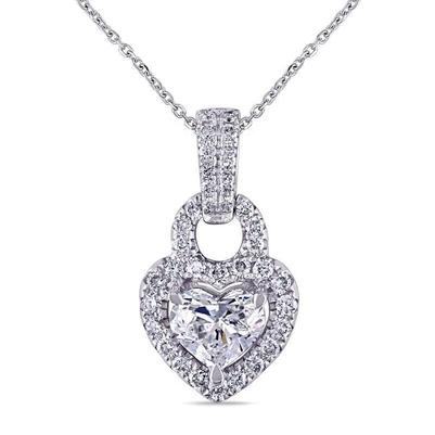 Hart en ronde briljant geslepen diamanten hanger ketting 2.70 Ct - harrychadent.nl