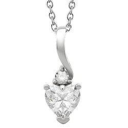 Hart en ronde diamanten hanger ketting 1,75 ct. Wit goud 14K