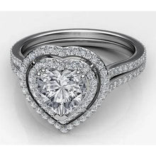 Afbeelding in Gallery-weergave laden, Hart en ronde dubbele Halo diamanten ring 6,55 karaat witgoud - harrychadent.nl
