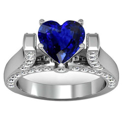 Hart geslepen edelsteen ring Sri Lankaanse saffier 4 karaat diamanten
