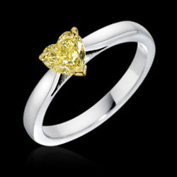 Hart Kanariegeel Natuurlijk Echt Diamant (Niet labgekweekt) Solitaire Ring Prong Gezet 14K Goud