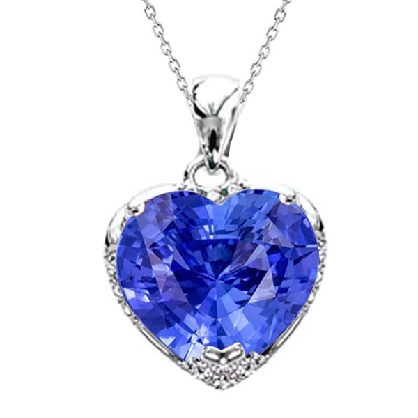 Hart licht blauwe saffier & diamanten hanger sieraden 5 karaat 14K goud - harrychadent.nl