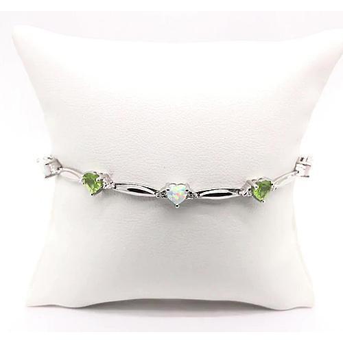 Hart peridoot & opaal diamanten armband 9,54 karaat witgoud 14K - harrychadent.nl