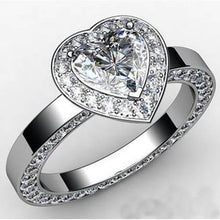 Afbeelding in Gallery-weergave laden, Hart en Ronde Geslepen Echt Diamanten Halo Trouwring Wit Goud 14K - harrychadent.nl
