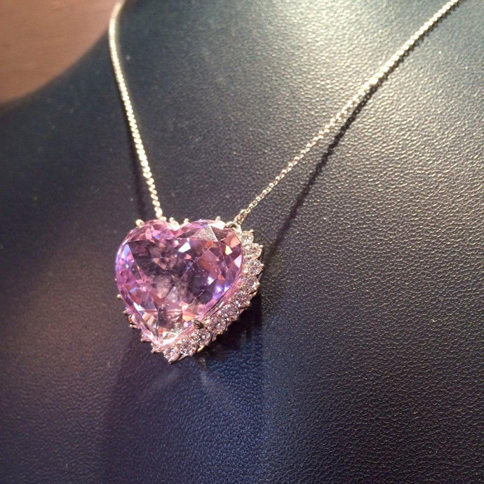 Hartgeslepen roze kunziet met diamanten hanger 10,50 karaat sieraden - harrychadent.nl