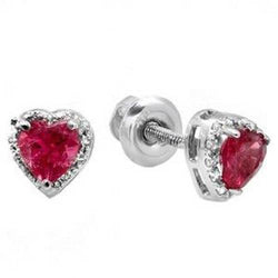Hartgeslepen roze toermalijn met diamanten studs Oorbel 16,40 karaat