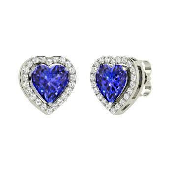 Hartgeslepen tanzaniet met diamanten 5 ct. Oorknopjes 14K Goud - harrychadent.nl