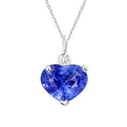 Hartlichtblauwe saffier en diamanten hanger 14K goud 3,50 karaat