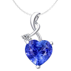 Hartlichtblauwe saffier en diamanten hanger Twisted Bail 3,75 karaat