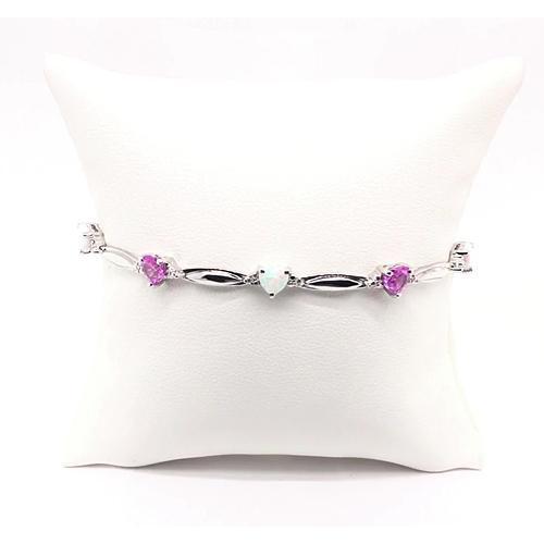 Hartvorm Roze Amethist & Opaal Diamanten Armband 9,54 Karaat Sieraden - harrychadent.nl