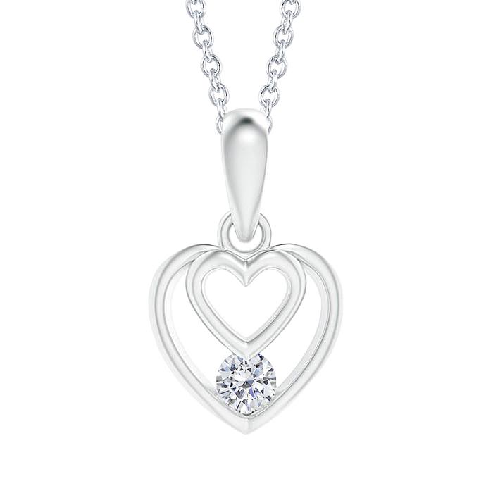 Hartvorm Ronde Echt Diamanten Hanger Ketting 1,00 Karaat Vrouwen Sieraden