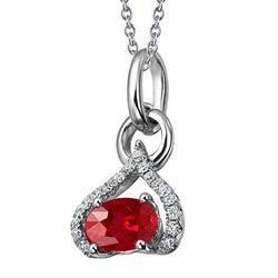 Hartvormige hanger ketting 5,60 karaat robijn en diamanten WG 14K