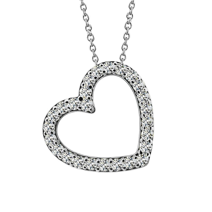Hartvormige hanger ketting 5.20 ct ronde geslepen diamanten wit goud - harrychadent.nl