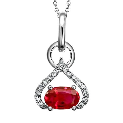 Hartvormige hanger ketting 6,55 ct. Robijn en diamanten Nieuw - harrychadent.nl