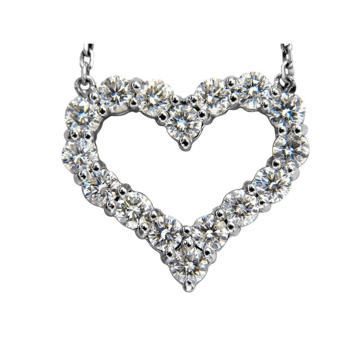 Hartvormige Hanger Ketting 2,40 Ct Rond Geslepen Echt Diamanten Wit Goud 14K