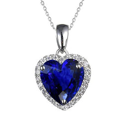 Heart Ceylon Sapphire & Diamond Slide Halo hanger 5,50 karaat