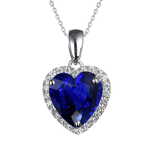 Heart Ceylon Sapphire & Diamond Slide Halo hanger 5,50 karaat - harrychadent.nl