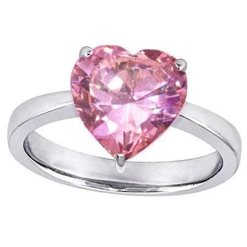 Heart Cut Solitaire 3 karaats roze saffier ring 14K wit goud Nieuw - harrychadent.nl