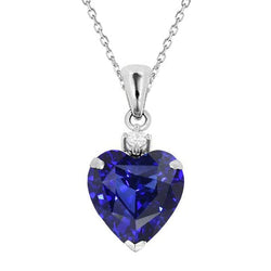 Heart Sapphire & Diamond Women's 2 stenen hanger ketting 3,50 karaat