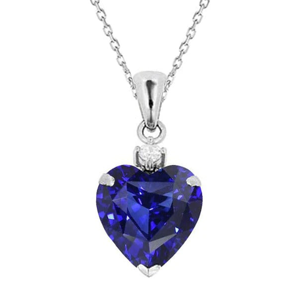 Heart Sapphire & Diamond Women's 2 stenen hanger ketting 3,50 karaat - harrychadent.nl