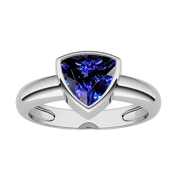 Heren Edelsteen Ring Solitaire Triljoen Bezel Set Ceylon Sapphire 1.50 Ct