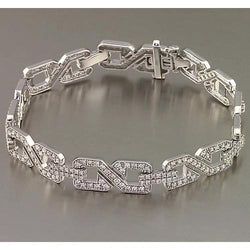Heren diamanten armband Prong Set 9 karaat witgouden sieraden 14K Nieuw