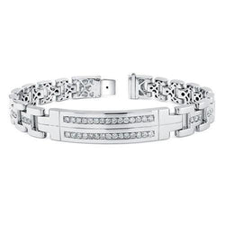 Heren ronde diamanten armband massief wit goud fijne sieraden 5 karaat