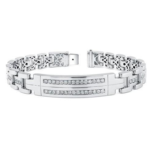 Heren ronde diamanten armband massief wit goud fijne sieraden 5 karaat - harrychadent.nl