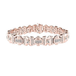 Herenarmband 14K Roségoud Princess met Ronde uit de aarde gewonnen Diamant 9 Karaat