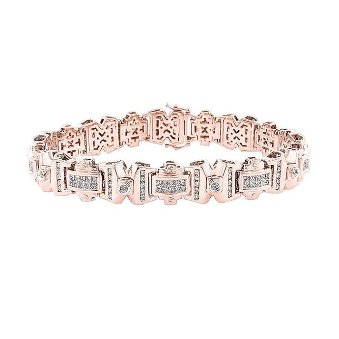 HerenArmband 14K Rose Gold Princess met Ronde Diamant 9 karaat - harrychadent.nl