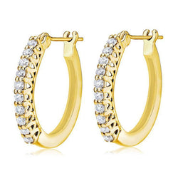 Hoop Earring Geel gouden sieraden 2 karaat ronde geslepen diamant